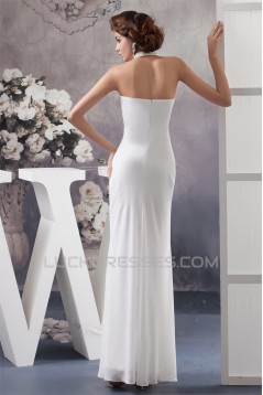 Sheath/Column Halter Beaded Chiffon Wedding Dresses 2030736