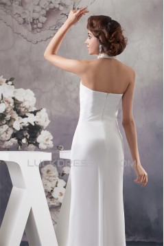 Sheath/Column Halter Beaded Chiffon Wedding Dresses 2030736