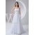 A-Line Strapless Chiffon Beaded Sweep Train Wedding Dresses 2030746