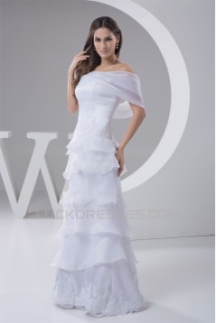 Elegant Sheath/Column One-Shoulder Floor-Length Wedding Dresses 2030749