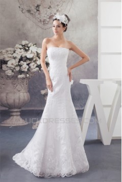 Trumpet/Mermaid Soft Lace Strapless Wedding Dresses with A Half Sleeve Lace Jacket 2030750