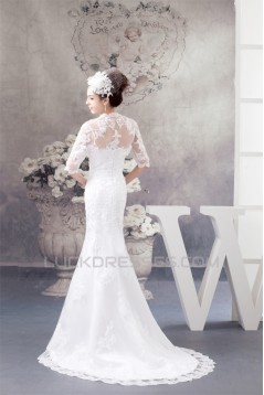 Trumpet/Mermaid Soft Lace Strapless Wedding Dresses with A Half Sleeve Lace Jacket 2030750