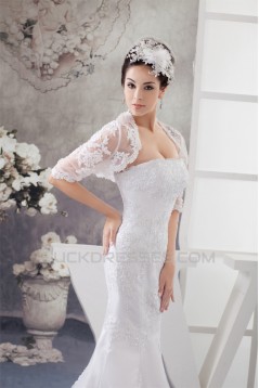 Trumpet/Mermaid Soft Lace Strapless Wedding Dresses with A Half Sleeve Lace Jacket 2030750
