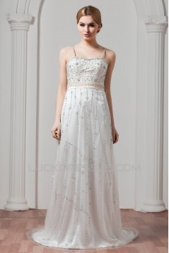 Hot Sale Spaghetti Straps Sleeveless Sheath/Column Beaded Sequin Wedding Dresses 2030751