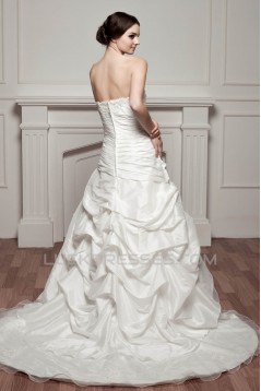 A-Line Sweetheart Court Train Lace Wedding Dresses 2030754