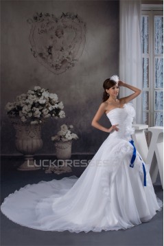 Ball Gown Chapel Train Sleeveless Strapless Sweet Wedding Dresses 2030758