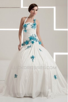 Latest Design Sleeveless Halter Satin Ball Gown Sweet Wedding Dresses 2030761
