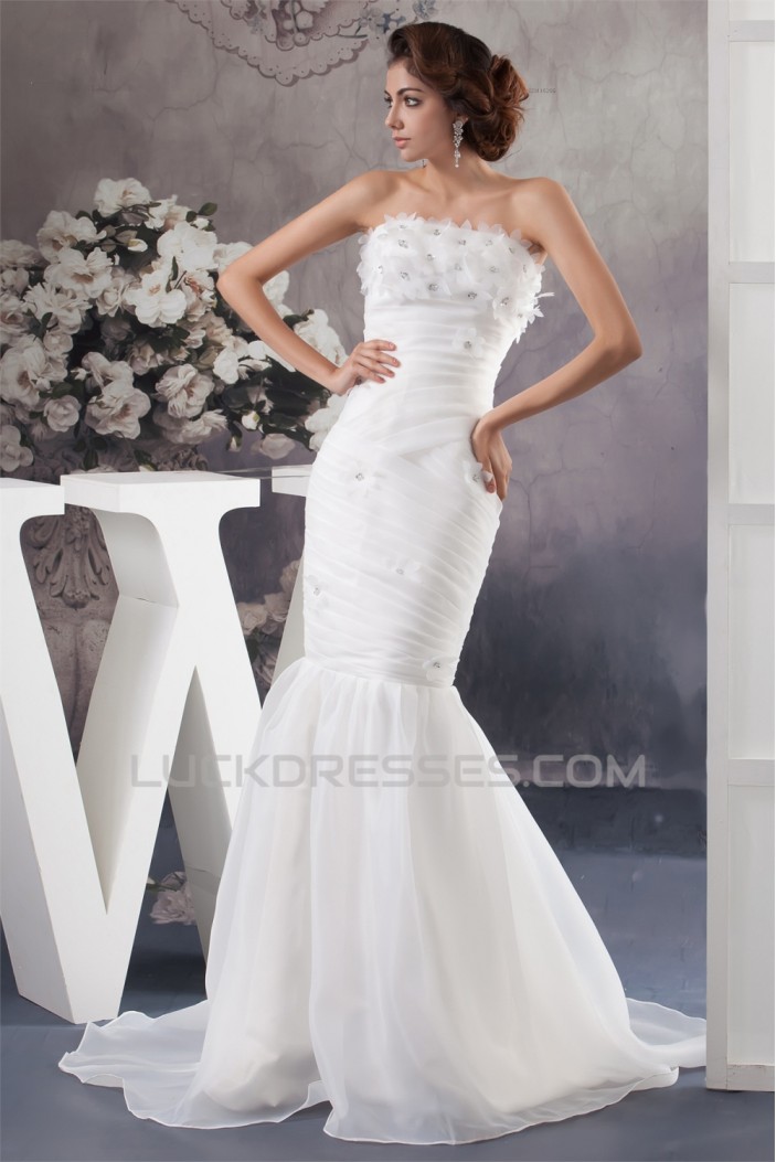 Mermaid/Trumpet Strapless Court Train Most Beautiful Wedding Dresses 2030768