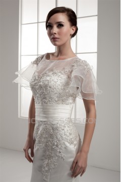 Mermaid/Trumpet Short Sleeve Portrait Lace Wedding Dresses 2030771