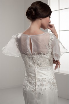 Mermaid/Trumpet Short Sleeve Portrait Lace Wedding Dresses 2030771