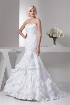 Mermaid/Trumpet Sleeveless Satin Taffeta Sweet Wedding Dresses 2030774