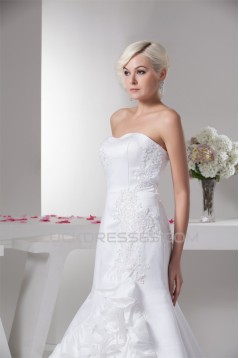 Mermaid/Trumpet Sleeveless Satin Taffeta Sweet Wedding Dresses 2030774