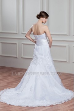 A-Line Sleeveless Soft Sweetheart Lace Wedding Dresses 2030775