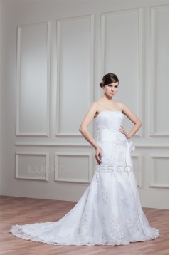 A-Line Sleeveless Soft Sweetheart Lace Wedding Dresses 2030775