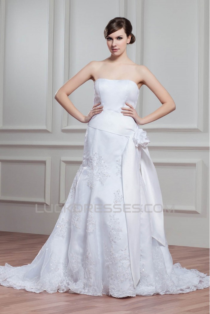 A-Line Sleeveless Soft Sweetheart Lace Wedding Dresses 2030775