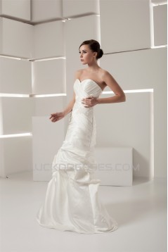 Mermaid/Trumpet Sweetheart Satin Taffeta Floor-Length Wedding Dresses 2030776