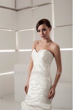 Mermaid/Trumpet Sweetheart Satin Taffeta Floor-Length Wedding Dresses 2030776