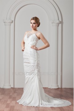 New Arrival A-Line Taffeta V-Neck Beaded Wedding Dresses 2030777