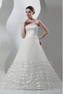 New Arrival Sleeveless Strapless A-Line Satin Organza Wedding Dresses 2030783