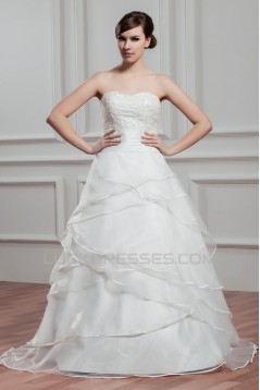New Design Satin Organza Sweetheart A-Line Sleeveless Wedding Dresses 2030793