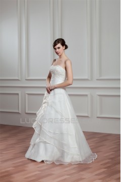 New Design Satin Organza Sweetheart A-Line Sleeveless Wedding Dresses 2030793