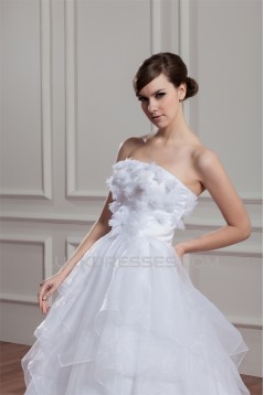 New Design Sleeveless Ball Gown Strapless Satin Organza Wedding Dresses 2030796