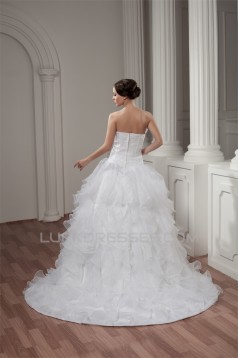 New Style A-Line Sleeveless Satin Strapless Wedding Dresses 2030802