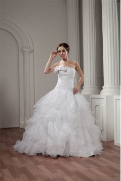 New Style A-Line Sleeveless Satin Strapless Wedding Dresses 2030802