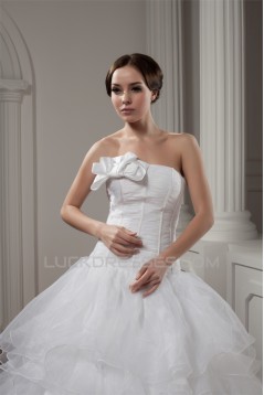 New Style A-Line Sleeveless Satin Strapless Wedding Dresses 2030802