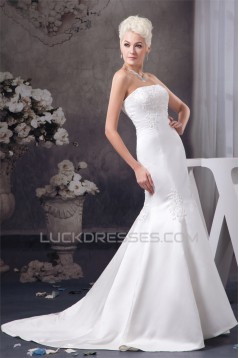 New Style Trumpet/Mermaid Sleeveless Strapless Lace Wedding Dresses 2030803