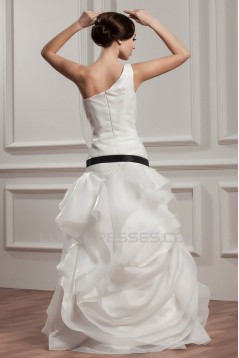 One-Shoulder A-Line Sleeveless Floor-Length Wedding Dresses 2030810