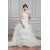 A-Line Satin Organza One-Shoulder Sleeveless Beaded Wedding Dresses 2030815