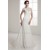 Portrait Sleeveless A-Line Lace Silk like Satin Fine Netting New Arrival Wedding Dresses 2030823