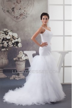 Princess Sleeveless Satin Fine Netting Lace Straps Wedding Dresses 2030825