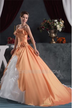 Ruffles Sleeveless Satin Taffeta Strapless Sweet Wedding Dresses 2030828