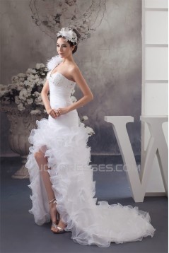 A-Line Asymmetrical Sleeveless One-Shoulder Beading Wedding Dresses 2030829