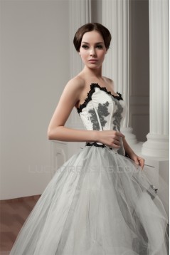 Satin Fine Netting A-Line Strapless Sleeveless Wedding Dresses 2030836