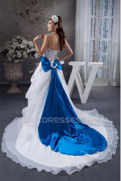 Satin Fine Netting Sweetheart A-Line Sleeveless Lace Wedding Dresses with Color 2030846