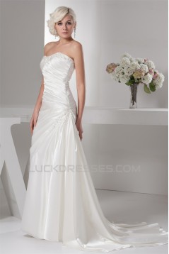 Sheath/Column Satin Lace Fine Netting Soft Wedding Dresses 2030850