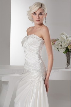 Sheath/Column Satin Lace Fine Netting Soft Wedding Dresses 2030850