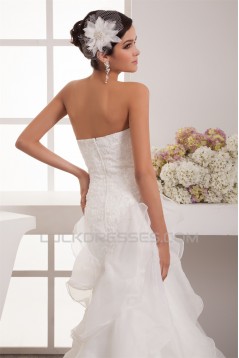Satin Lace Organza Sweetheart Sleeveless Wedding Dresses 2030851
