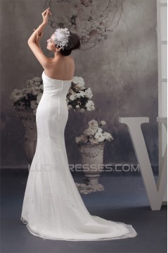 Satin Lace Strapless Mermaid/Trumpet Sleeveless Wedding Dresses 2030854