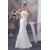 Satin Lace Strapless Mermaid/Trumpet Sleeveless Wedding Dresses 2030854