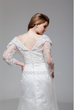 Satin Organza 3/4 Length Sleeve Sweetheart Embellished Wedding Dresses 2030860