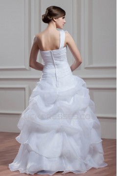 Satin Organza Ball Gown Sleeveless One-Shoulder Wedding Dresses 2030861