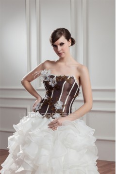 Satin Organza Ball Gown Sweetheart Sleeveless Embellished Wedding Dresses 2030863