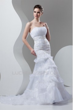 Satin Organza Soft Sweetheart Mermaid/Trumpet Beading Wedding Dresses 2030867