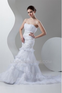 Satin Organza Soft Sweetheart Mermaid/Trumpet Beading Wedding Dresses 2030867