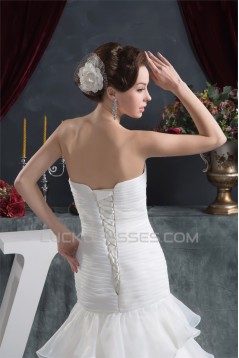 Satin Satin Organza Mermaid/Trumpet Sleeveless Beaded Wedding Dresses 2030871