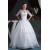 Ball Gown Satin Organza V-Neck Half Elbow Sleeve Floor-Length Wedding Dresses 2030873